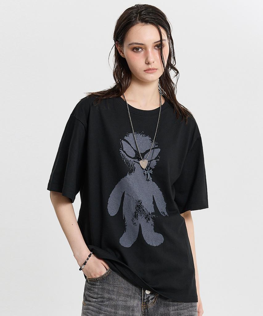 HOODHOOD Mono Alien Graphic Short Sleeve T-Shirt Black
