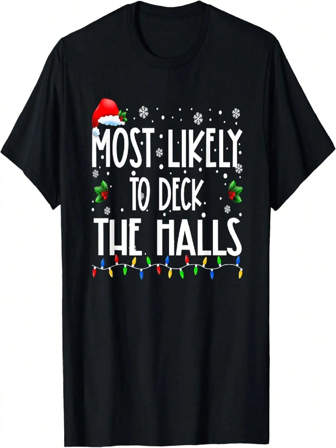 Most Likely To Deck The Halls Christmas Matching Family Pjs T-Shirt S разноцветный