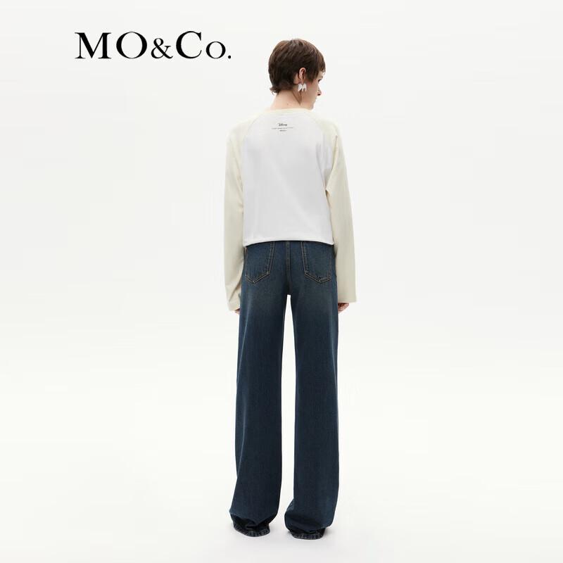 MO&Co. Women's Tencel Blend High-Waisted Straight Wide-Leg Denim Jeans