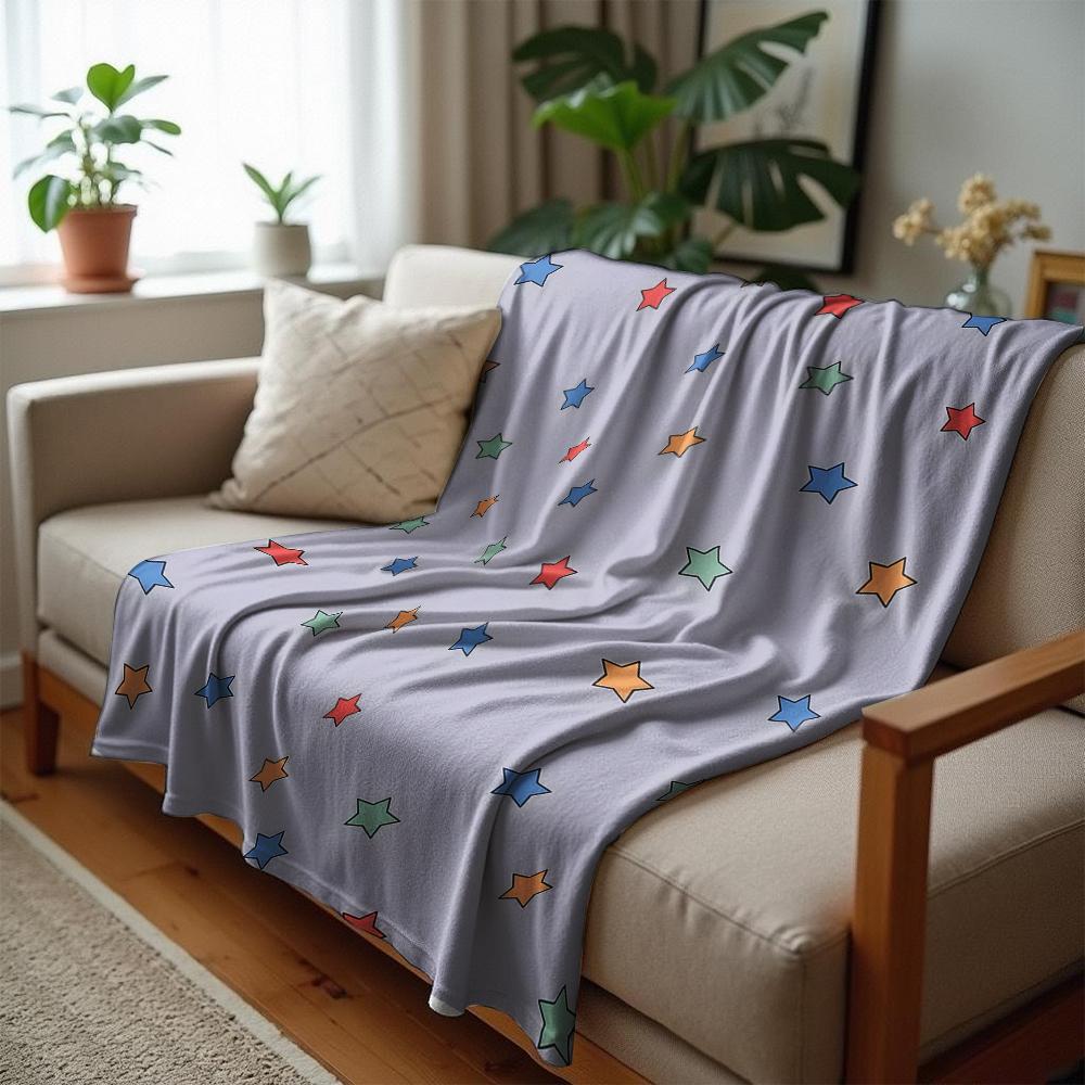 Star Circle Check Anime Cartoon Flannel Blanket Soft Warm Throw for Bedroom Sofa Car Kids Holiday Gift