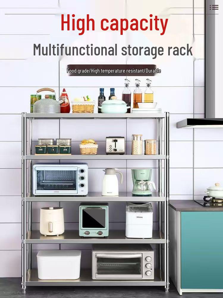 Stainless Steel Multi-Layer Kitchen Storage Rack for Microwave and Oven