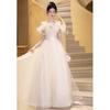 One-word Shoulder Evening Dress Skirt Women's High-end Sense Birthday Party Hosting Adult Ceremony High-end Light Luxury Niche 1011 New
