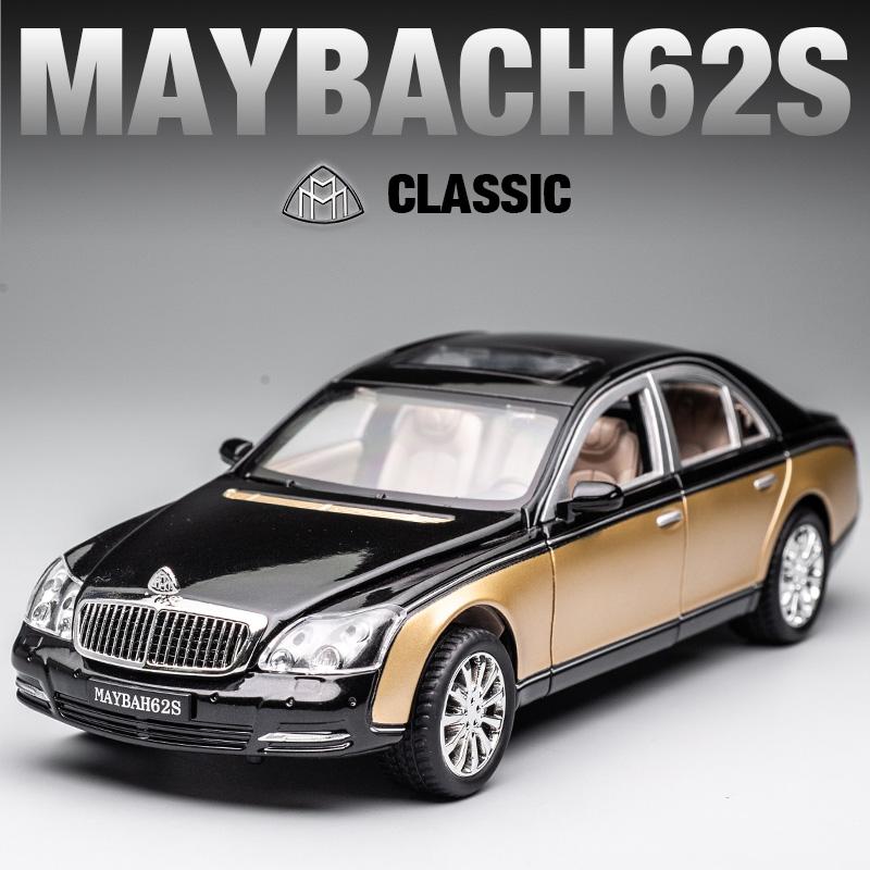 1/24 Scale Benz 62S Diecast Car Model Toy, Pull Back Toy Vehicle with Sound and Light for Kids Toddler Boys Girls Gift Collection