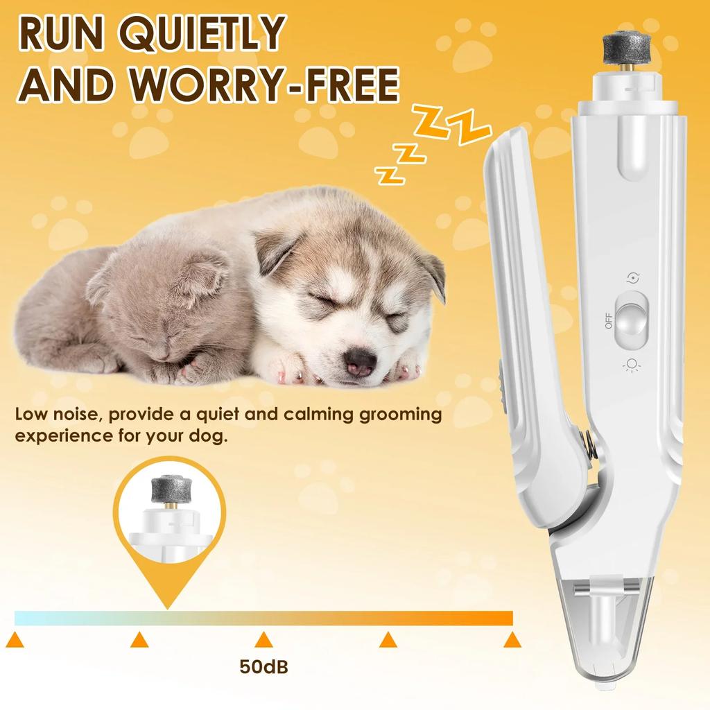 2 In 1 Pet Nail Grinder and Clipper Cat Dog Grooming Tool with LED Lights and Splash Guard USB Rechargeable Cat Dog Nail Trimmer