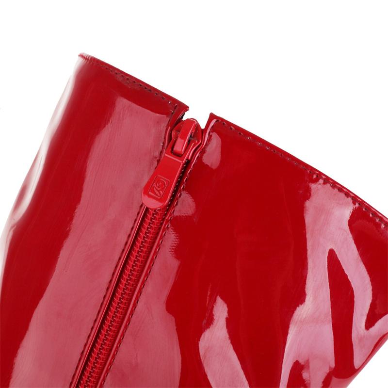 Sexiga lårhöga stövlar för kvinnor Sexiga Patentfetisch festskor Damklackar över knäet Stövlar Röd Svart Röd Vinter Lång Sko