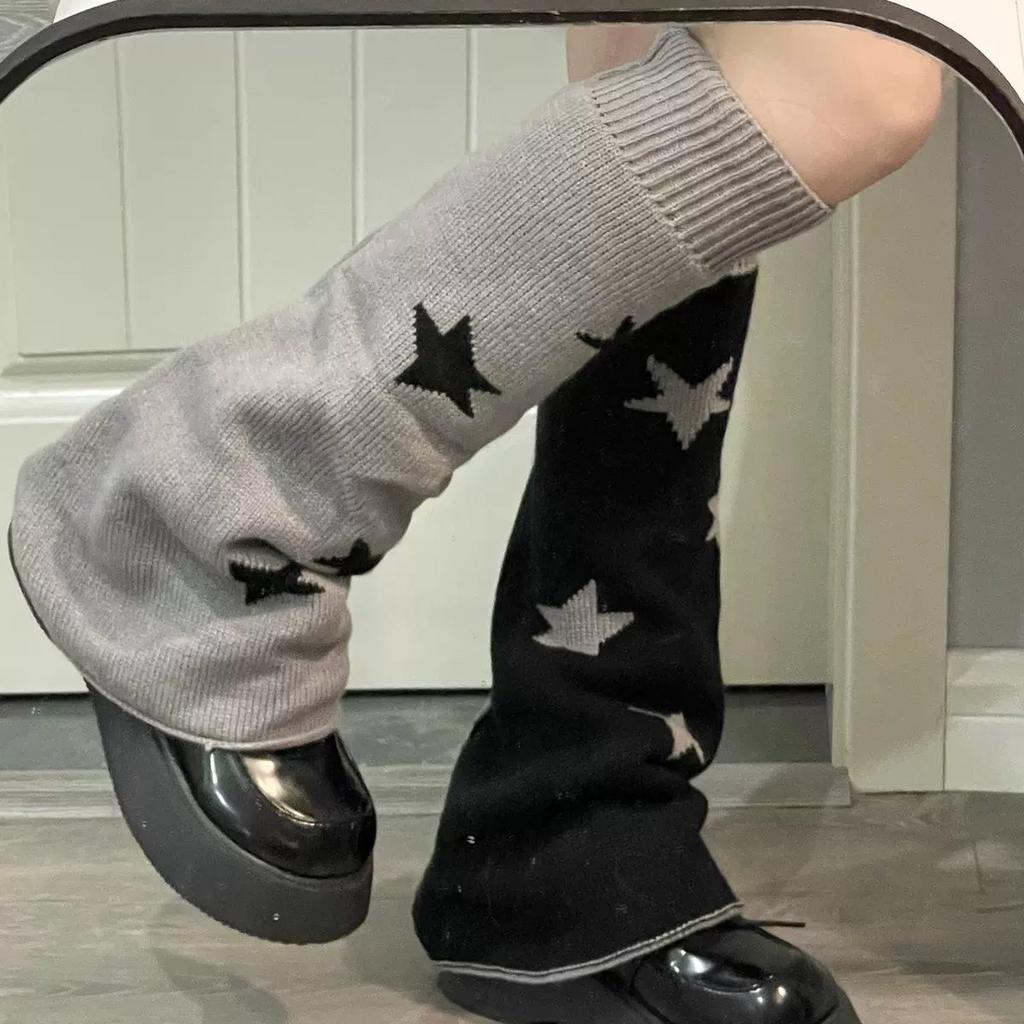 Y2K Hot Girl Star Flared Wide Leg Sock Sleeves Knit Thick Warm Slimming Subculture JK Slouch Socks