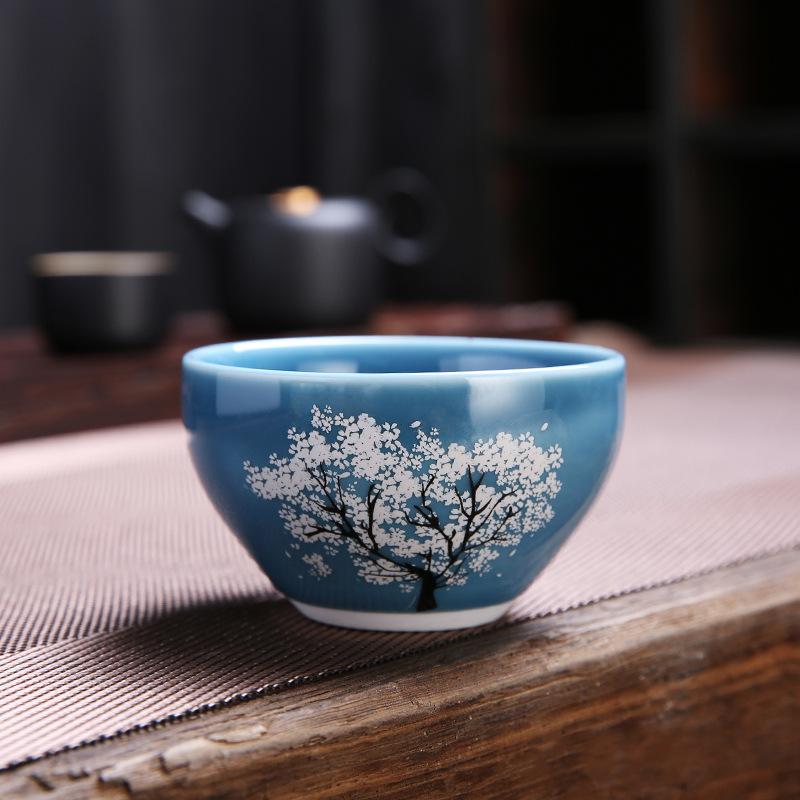 NEW TikTok Same Style -Changing Camellia Kung Fu Tea Set Tasting Glaze Color Ge Kiln Master Cup Female Factory Wholesal