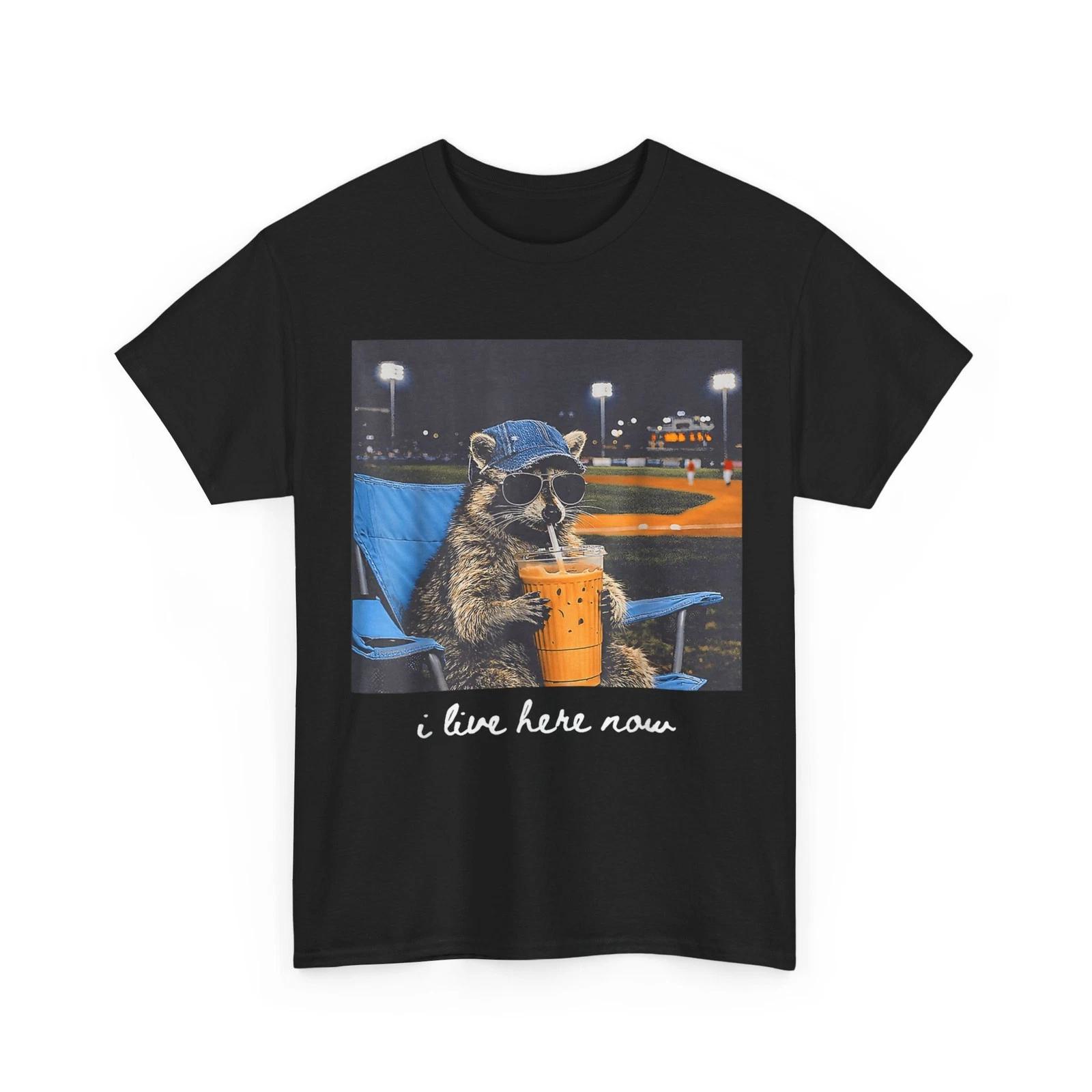 I Live here Now, Racoon Only Baseball Mama Style T-Shirt 2XL