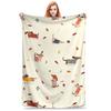 Flanell-Kuscheldecke Herbst Dackel Herbstlaub und Hund Warme Plüschdecken Weiche Tagesdecke für Bett Wohnzimmer Picknick Sofa