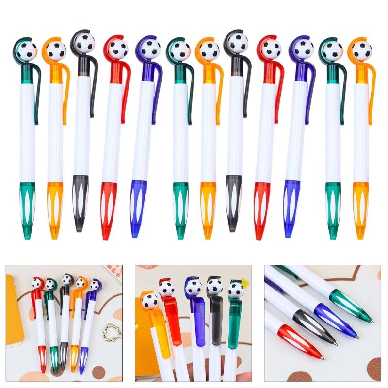 12Pcs Football Ballpoint Pen 1.0MM Retractable Ballpoint Pen Soccer Pen Refillable Signing Pen for Writing Journaling