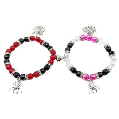 1 Pair Spiders Couple Bracelets Magnetic Heart Designed Wrist Chain Trend Friendship Bangle for Daily Halloween Party