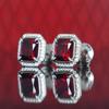 Square Shaped Red Cubic Zirconia Stud Earrings Women Silver Color Temperament Accessories Fancy Gift for Wedding Jewelry