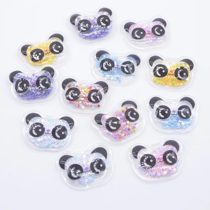 

12 шт. 36*28 мм Прозрачный пластик с пайетками Аппликация Панда для DIY Детский головной убор Заколка для волос Повязка Декор Аксессуары Нашивки разноцветный