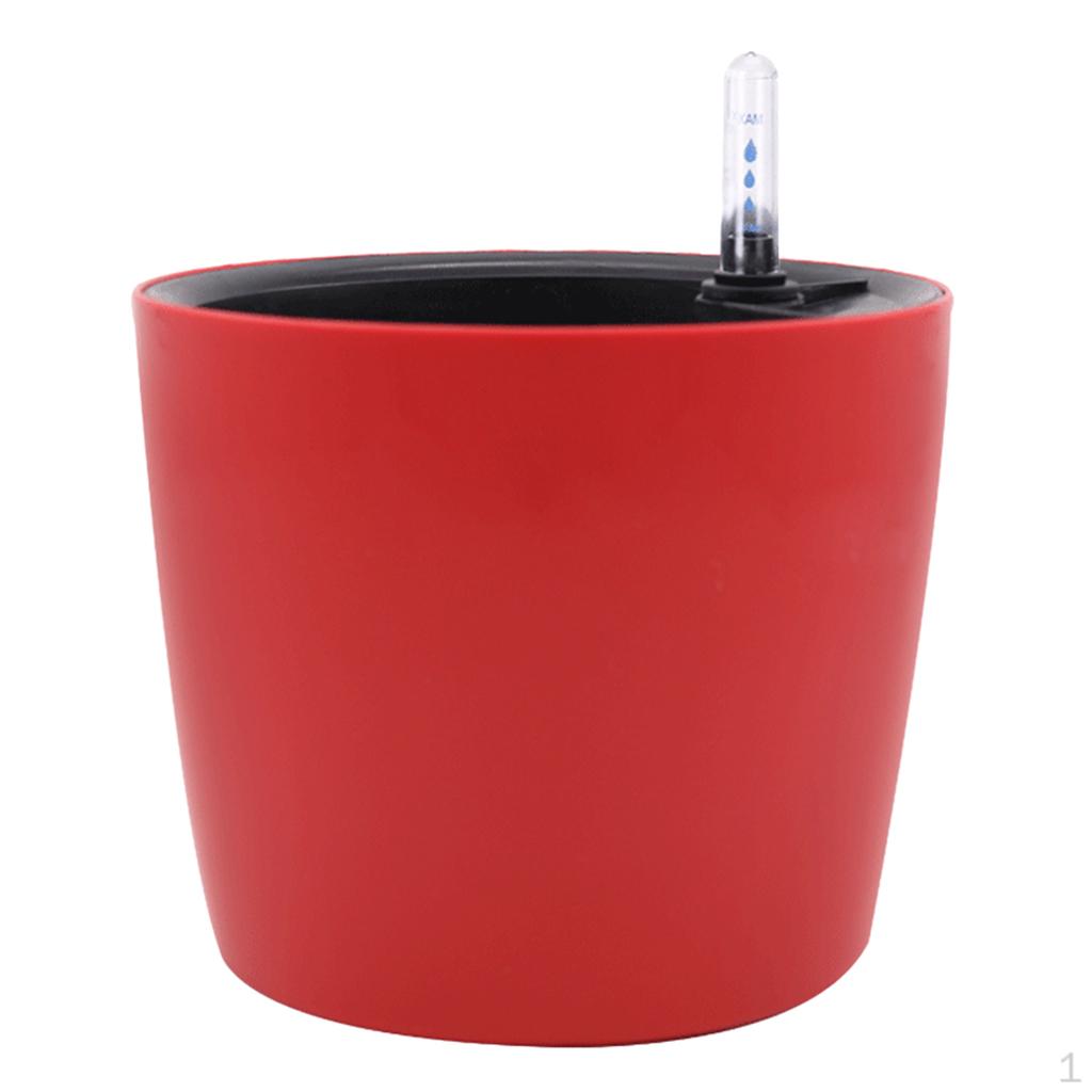 Round Self-watering Planter with Water Level Indicator garden and home desk Decor