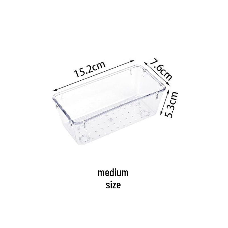 Clear Compartment Drawer Organizer: Long Divided Plastic Storage Box for Cutlery & Under-Desk Use