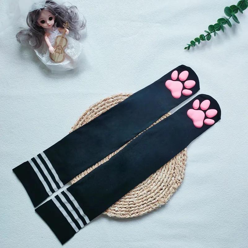 Womens Over Above Knee Socks Thigh High Stockings Kitten Claw Cat Paw Pad Ladies Pink 3D Long Sock Cosplay Harajuku Y2K Female