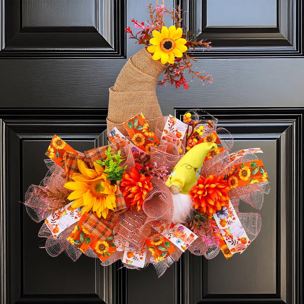 Harvest Door Fall Hanging With Sunflower Decor For Fall Festival Celebrations