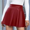 Women Autumn Winter High Waist Zipper Pu Slimming A Line Skirt