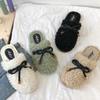 Autumn and winter Baotou hairy slippers, fashionable bow flat bottom anti slip wooden floor cover, foot hair mop