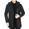 Winter Warm Down Padded Jacket for Men Hooded Stand Collar Thick Long Sleeve Zipper