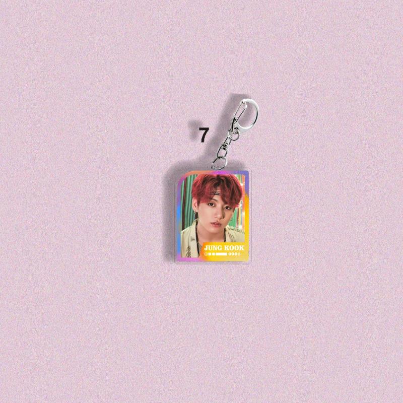 BTS K-pop Keychain, Gradient Photocard Style Keyring, Kpop Idol ID Photo Style Bag Pendant, Member Photo Bag Charm for ARMY Fans