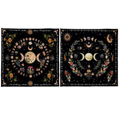 Divinations Tablecloth Moonphases Flower Pattern Tarot Tablecloth Altars Cloth