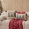 Embroidered Christmas Tree Pillow Cover Living Room Decor Modern Cotton Linen Throw Cushion Case 45x45cm