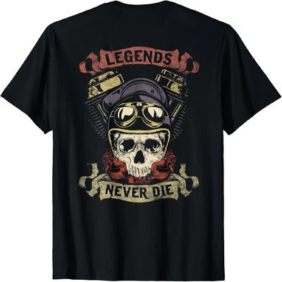Legends Never Die Skull Motorcycle Shirt Biker Throttle T-Shirt