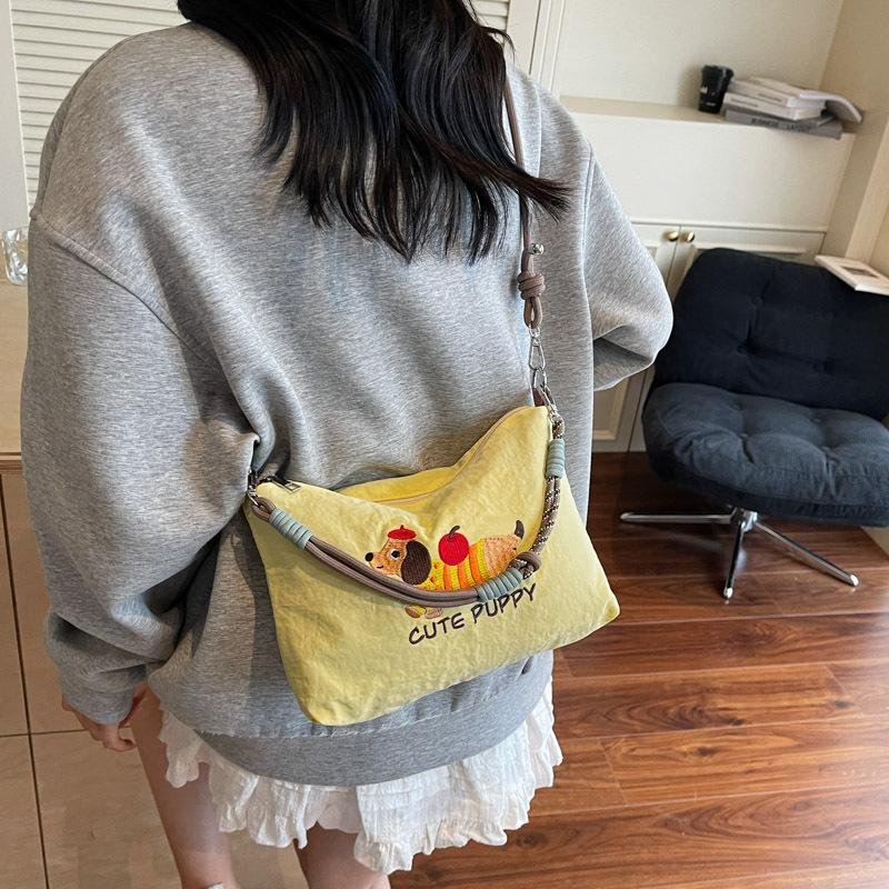 Canvas bag women's large capacity summer versatile messenger bag casual shoulder underarm bag commuter pillow bag