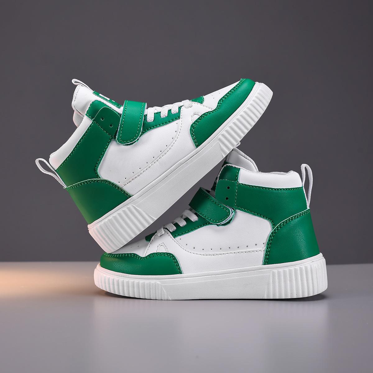 

Маленькие белые туфли для мальчиков весна и осень новые дышащие высокие кроссовки для мальчиков студентов трендовые универсальные спортивные туфли повседневные кеды 40 зелёный