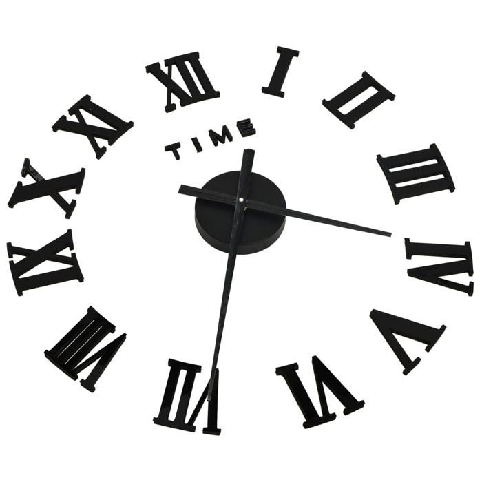 VidaXL 3D Wall Clock Modern Design Analog Clock Decorative Clock Living Room Interior Home Black 325159