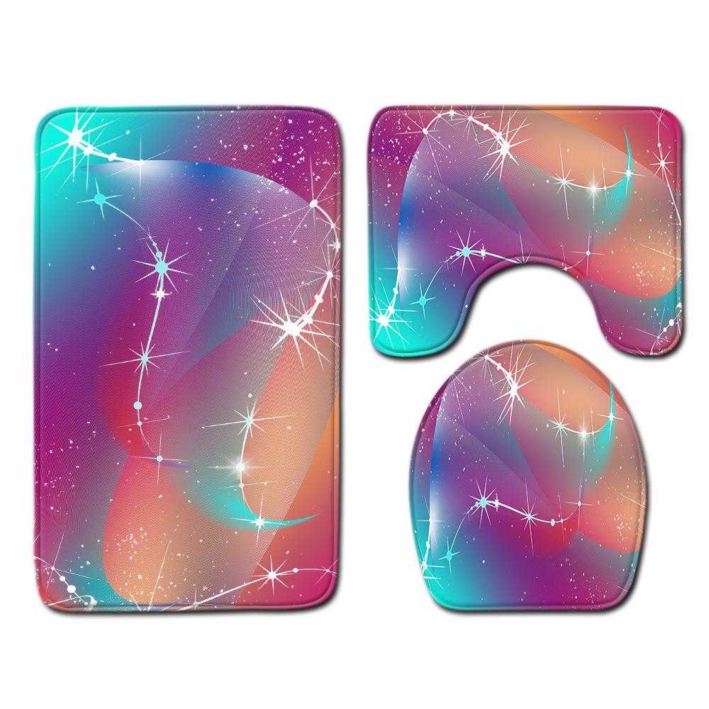 Colorful Gradual Change Toilet Floor Mat Three-Piece Bathroom 3-Piece Carpet Door Mat