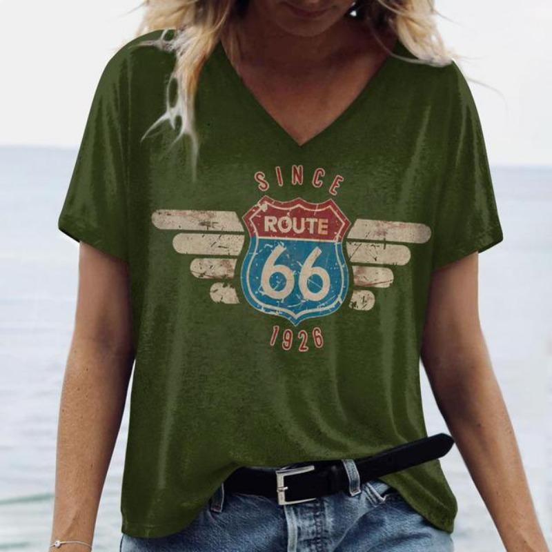 T-shirt da Donna Retro Stampa Grafica Estiva Casual Manica Corta Top Moda Scollo a V Vintage T-Shirt Abbigliamento Oversize Femminile