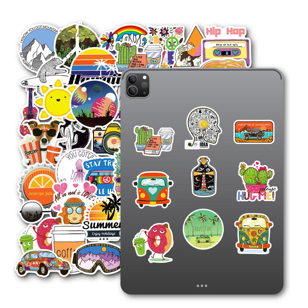 100 Non-Repeating Small Fresh Mix And Match Graffiti Stickers Notebook Water Cup Mobile Phone Computer Diy Material Stickers