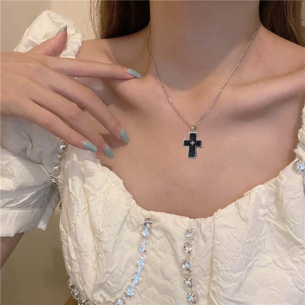 4PCS Gothic Style Thorn Love Necklace Set Personality Crucifix Pendant Chain  Church