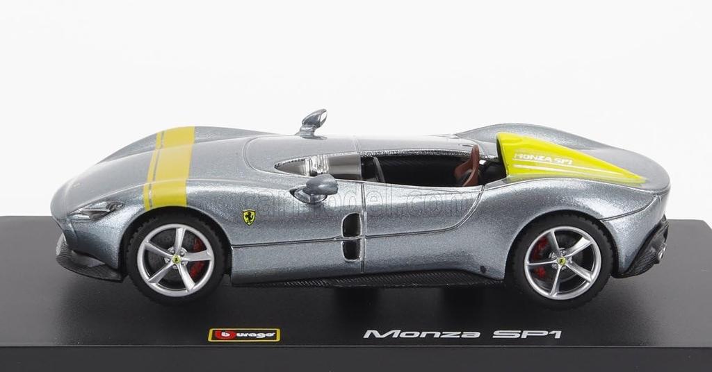 Bburago Ferrari Monza Diecast Car 1/43 Scale FERRARI MONZA SP1 2018 (Silver) Signature Series [Parallel Import]