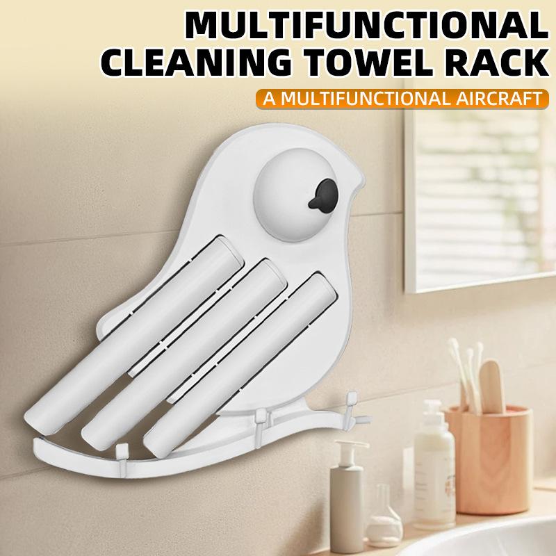 

Creative Bird Five In One Wall Mounted Storage For Kitchen Cleaning Supplies Bathroom Home Use Desktop Organizer білий