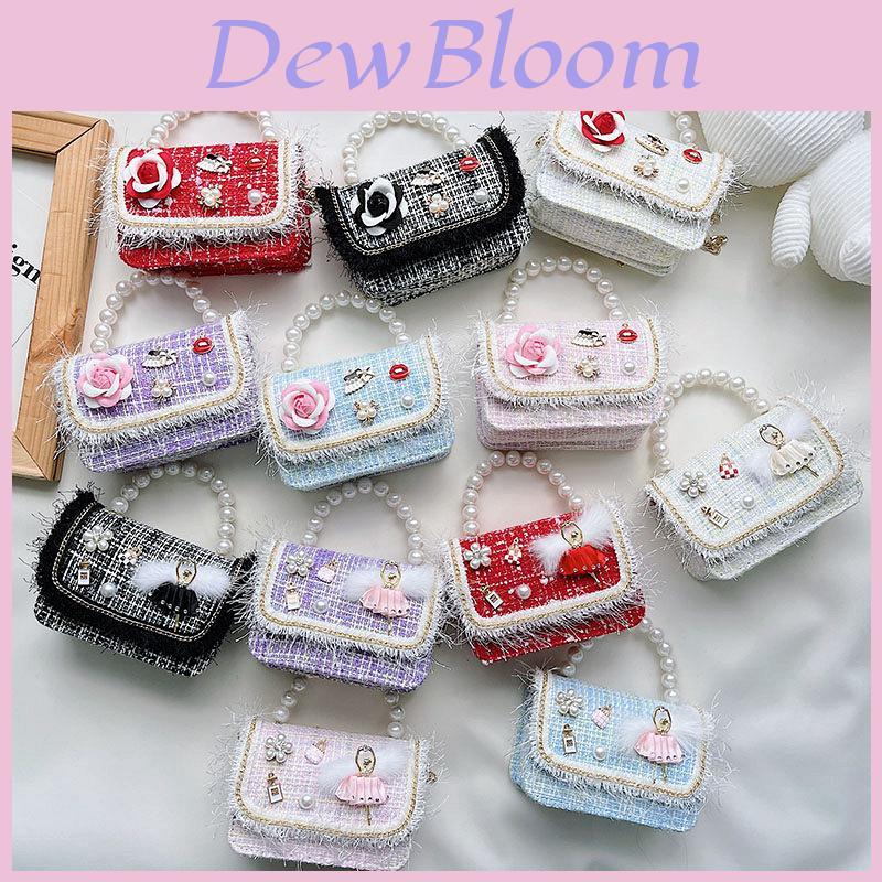 Adorable Mini Pearl Handbag For Girls Trendy Princess Style Cute Cotton Tote
