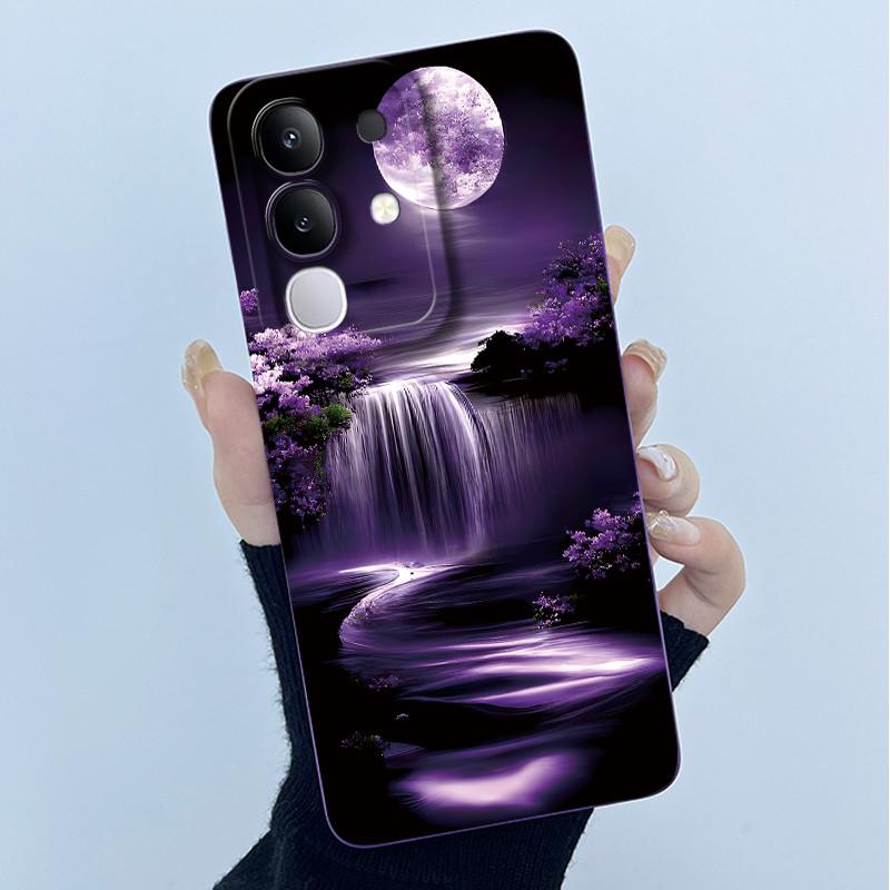 For Vivo Y29 4G Phone Case Fashion Simplicity Oil Painting Flower Soft Liquid Silicone Shell Back Cover For Vivo Y 29 4G Fundas