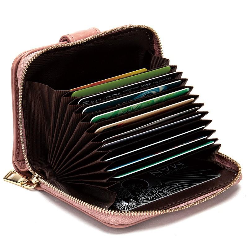 Genuine Leather Wallet Women's Short Fashionable Clutch Purple Zipper Hand-held Card Holder Bag Coin Purse