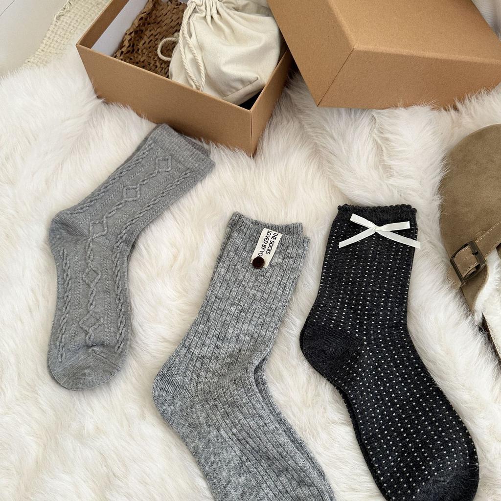 Cartoon Puppy Wool Socks Children Korean Tide Cute Medium Tube Socks Thickened Warm Cashmere Stacking Socks Stockings