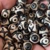 10mm Natürlicher Achat Jade Orangenschalen-Textur Schwarz & Weiß Dreiäugiger Dzi Lose Perlen