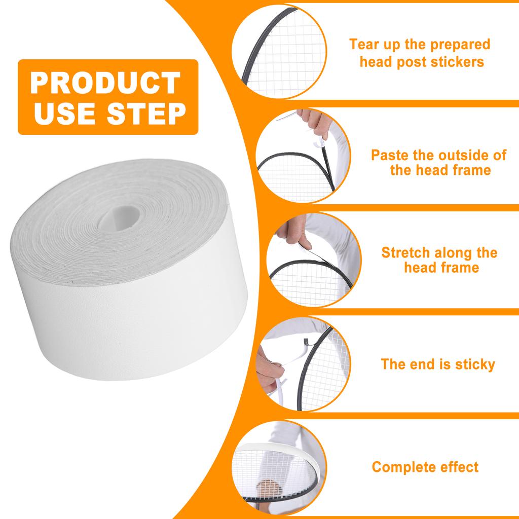 Adesivo protetor de cabeça de raquete de tênis de badminton, 2 peças, PU, 3,5 cm x 5 m