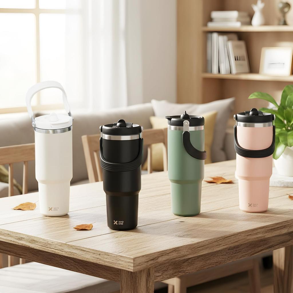 900ml Large Capacity Tumbler with Straw and Vacuum Keeps Drinks Hot or Perfect for Outdoor with Perfect Birthday Gift for Pink Lid, Overflow-Proof,