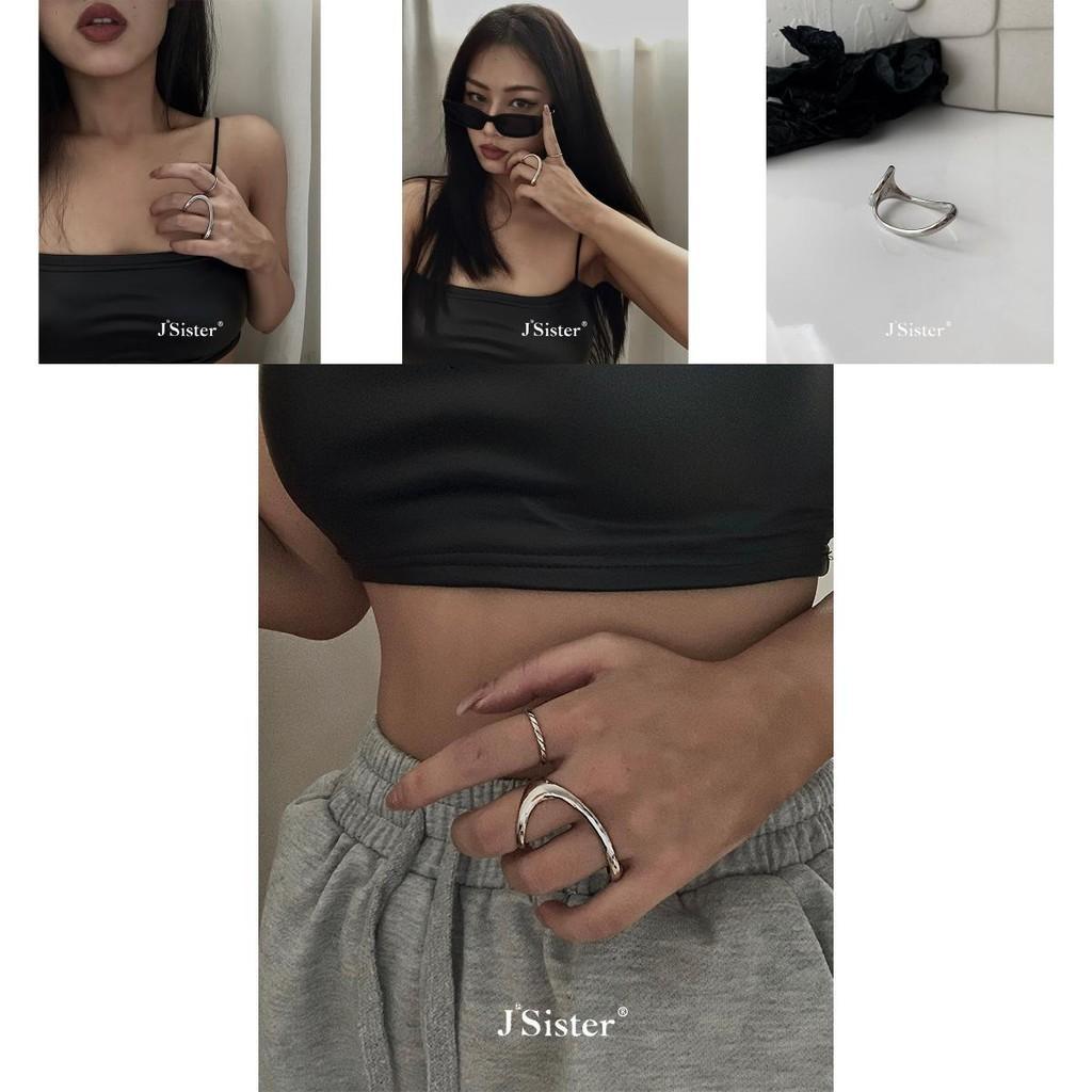 925 Silver Fashionable Double Finger Ring For Women Irregular Geometric Design Perfect Gift