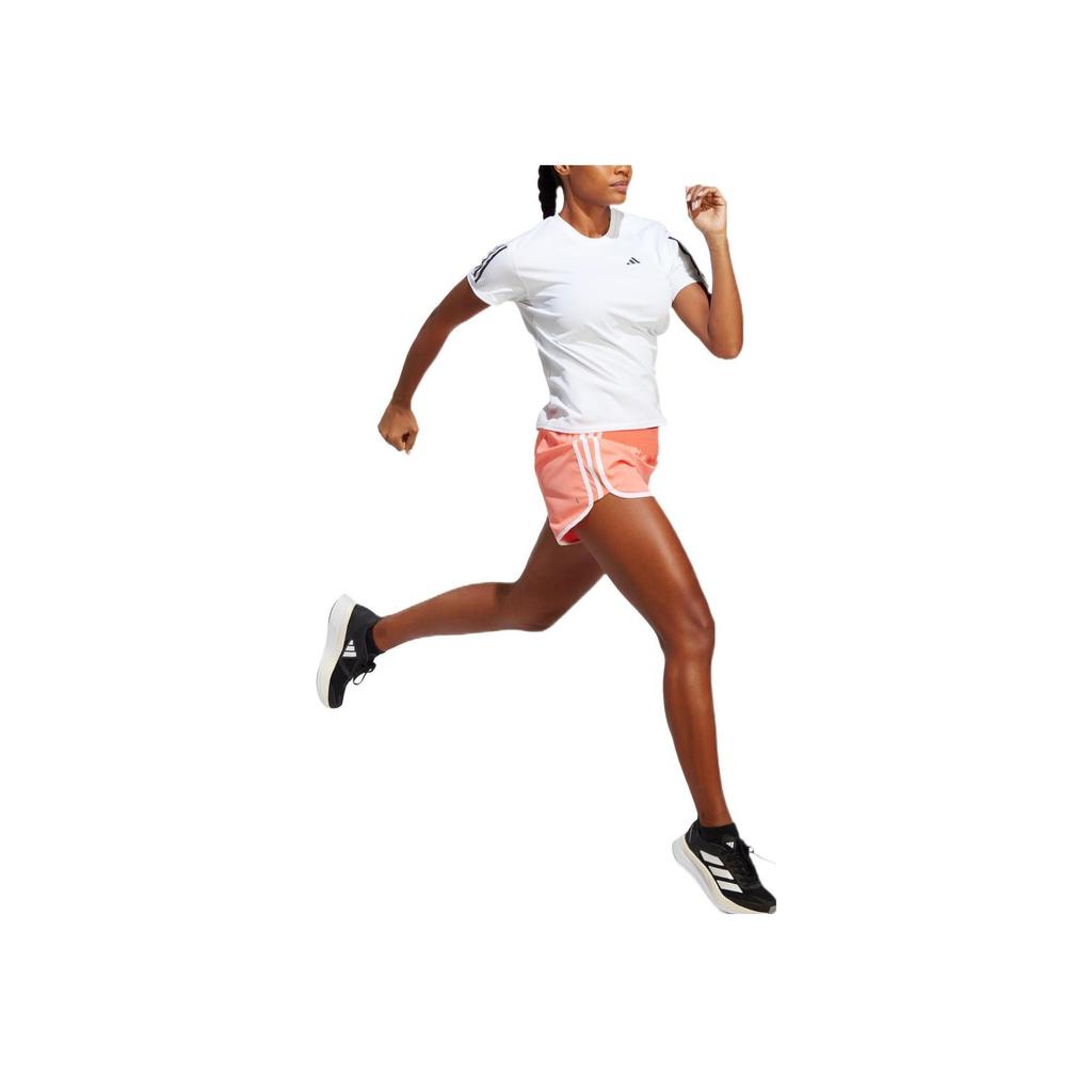 Adidas Own The Run Striped Logo Print Round Neck Short Sleeve Tee Women Tops White IC5189