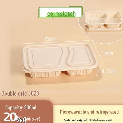 Biodegradable 2-Compartment Square Lunch Tray