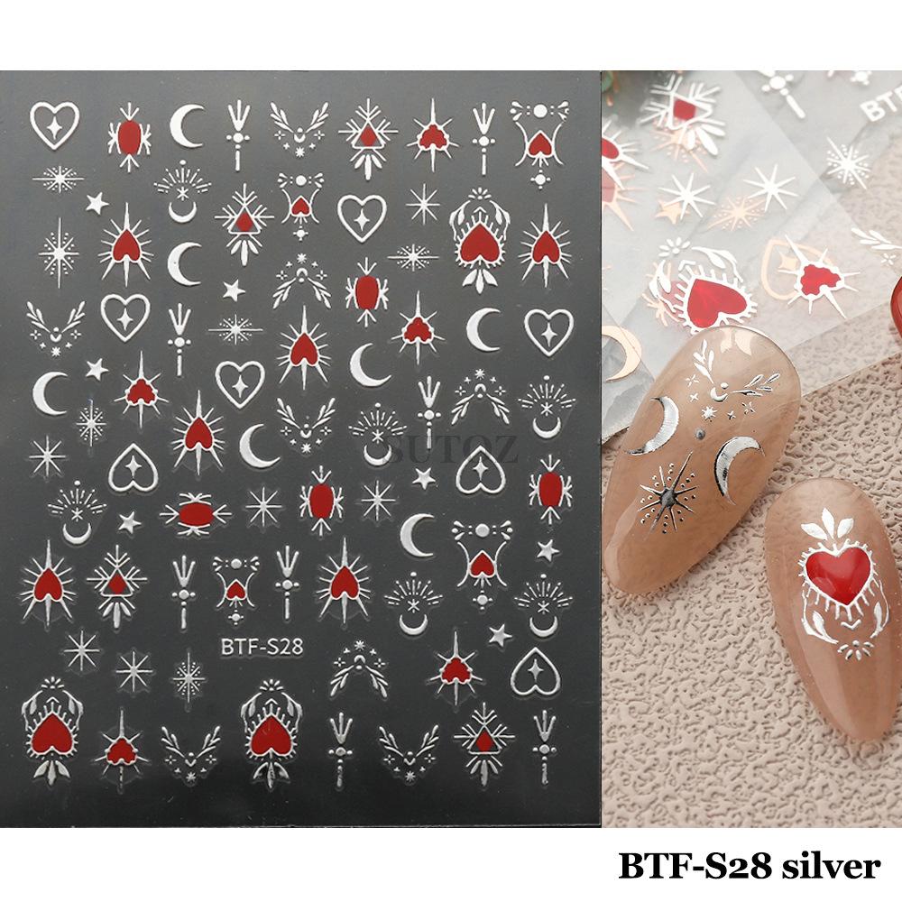 Nail Sticker Geometric Pattern Shining Star Moon Back Adhesive Nail Decals