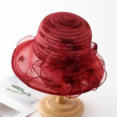 New Top Hat Eugen Yarn Mesh Yarn Flower Top Hat Women's Multi-layer French Elegant Three-dimensional Floral Decorative Mesh Hat