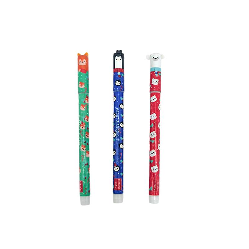 3 Pcs Cute Christmas Erasable Gel Ink Pens - Xmas Cartoon Pens For Writing, Office, School - Women, Girls, Boys